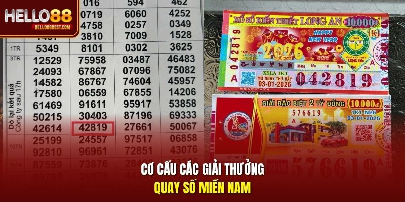 Cơ cấu các giải thưởng quay số miền Nam